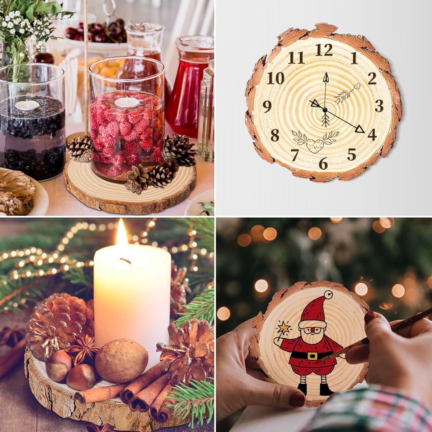 Wood Slices for Centerpieces,Unfinished Wooden Round Slabs,Large Wood centerpieces for Wedding Tables Decor or DIY Painting Crafts (SM12P7-8INCH)