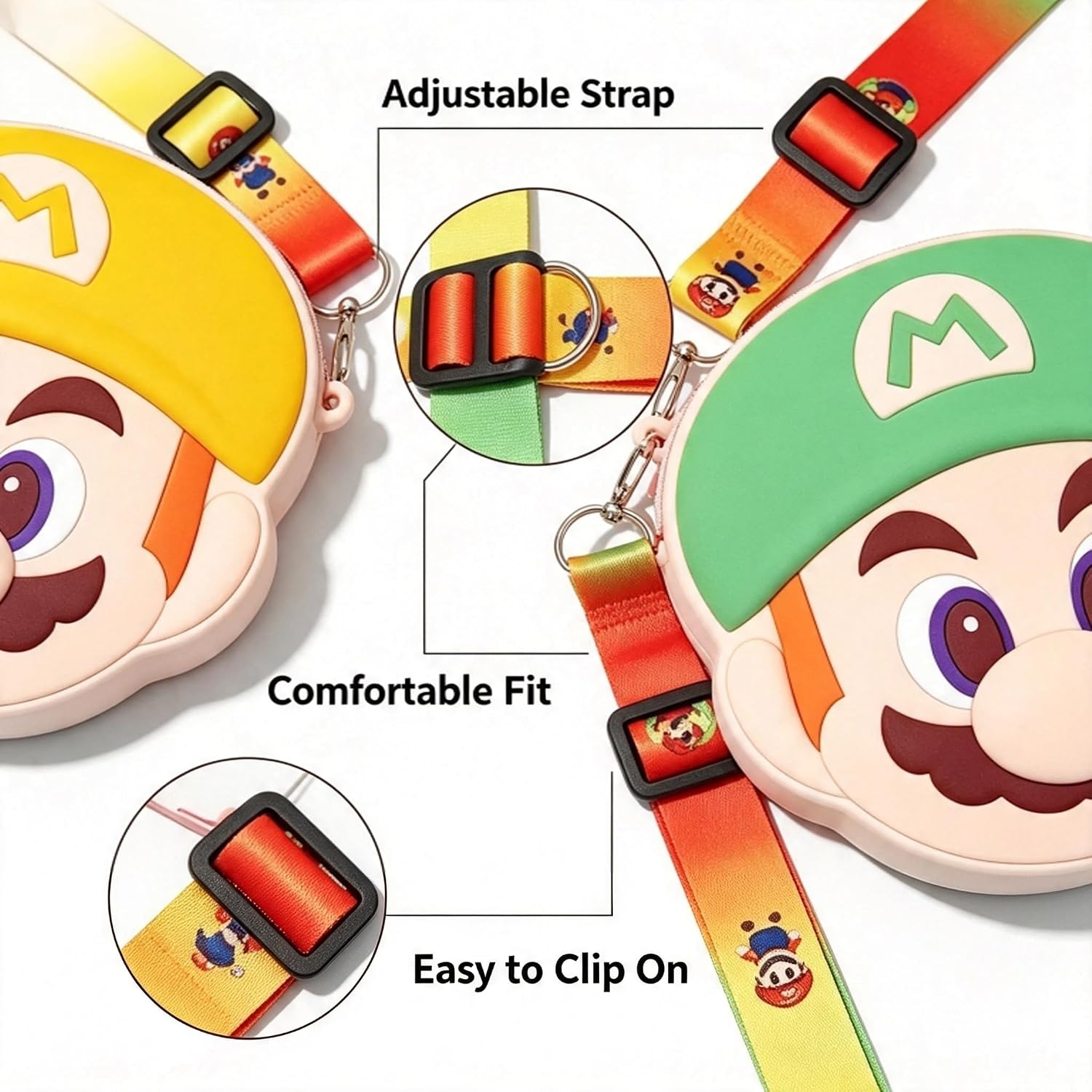 Mario Mini Crossbody Bag, Adjustable Strap Zipper Anime Coin Purse, Birthday Gift for Women image 2