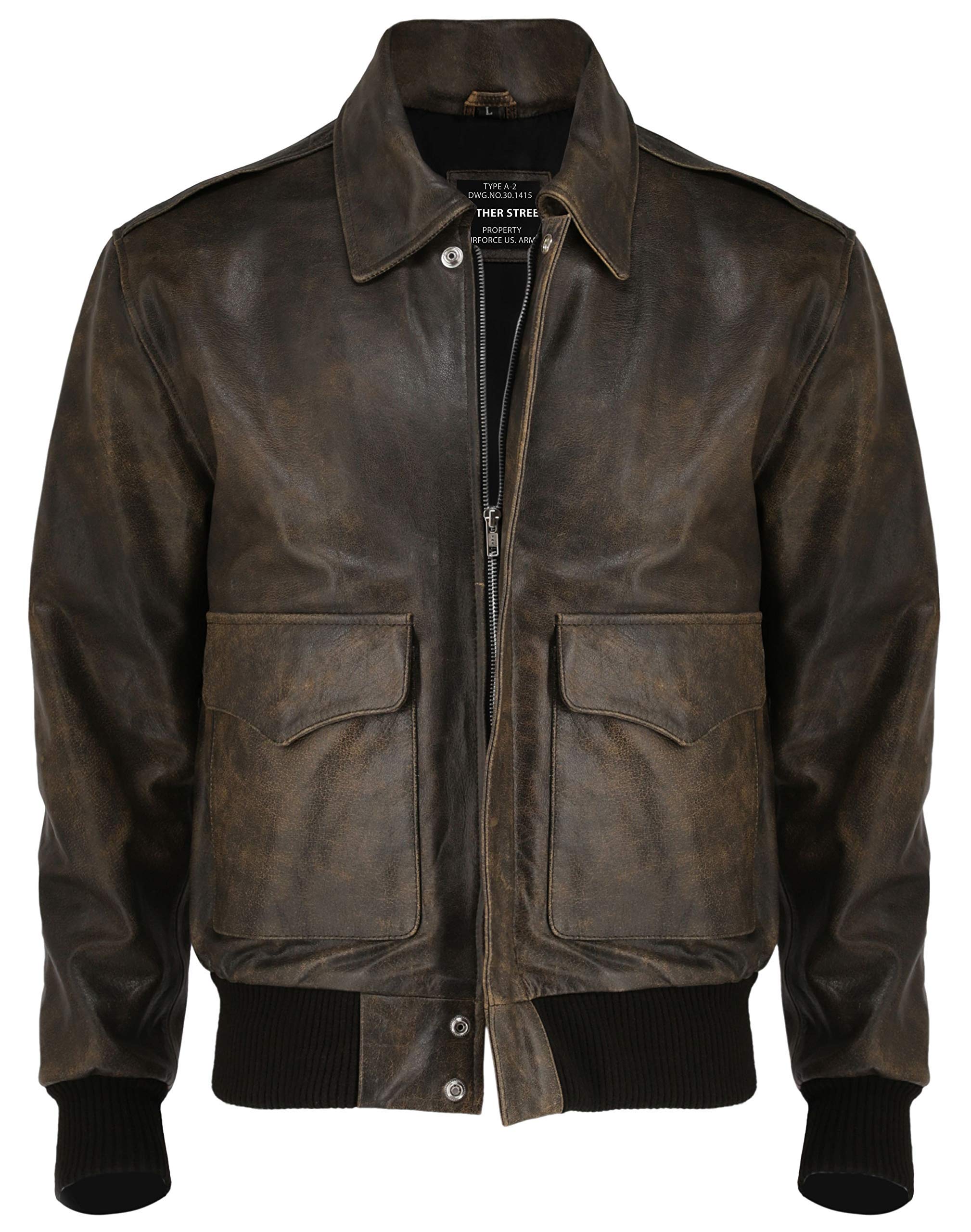 A-2 Aviator jacket Cowhide Leather Bomber Aviator Flight Jacket - Aviator Brown Leather Jacket Men