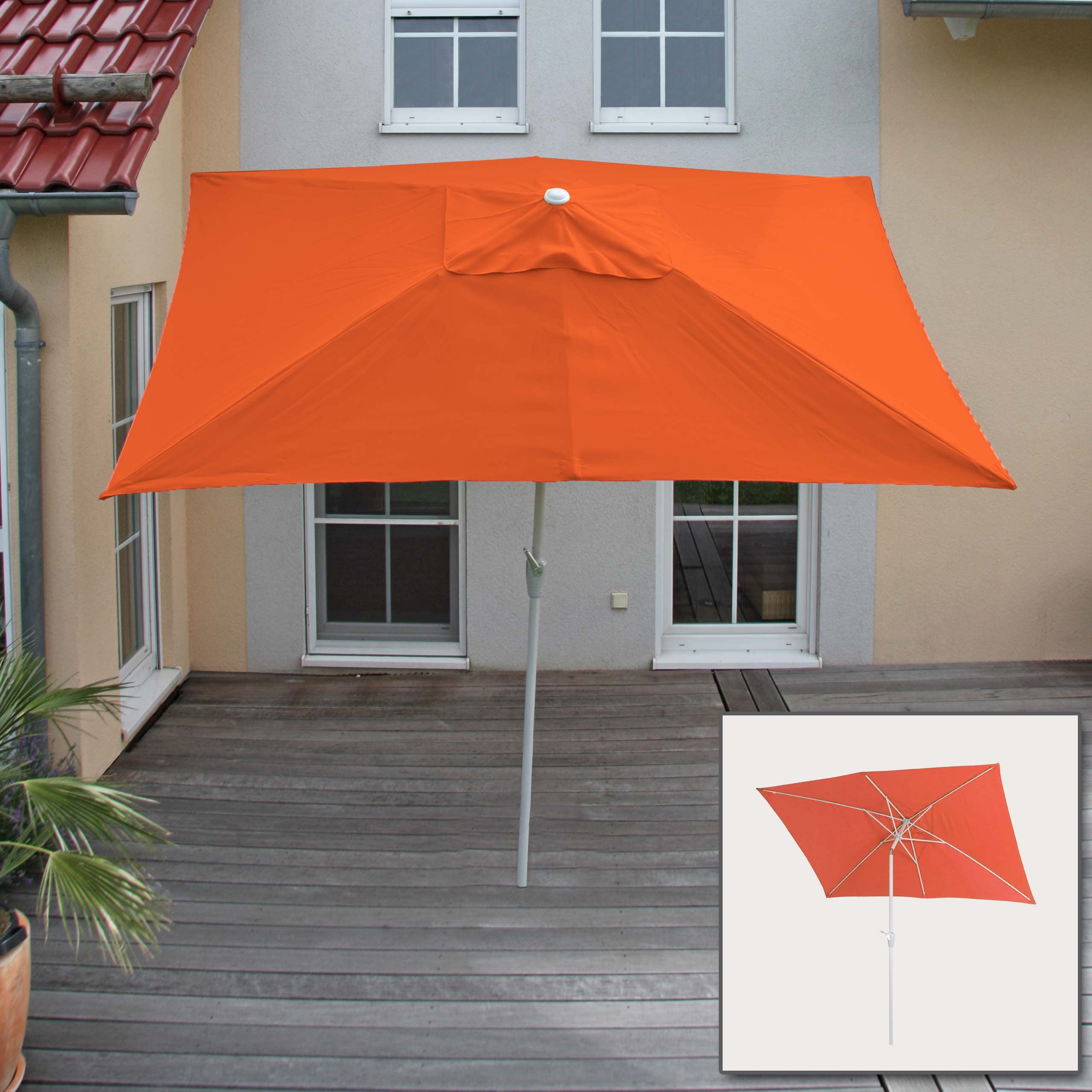 Mendler Sonnenschirm N23 2x3m Polyester/Alu - terracotta | Gartenschirm, rechteckig, neigbar, 4,5kg, UV-Schutz 50+