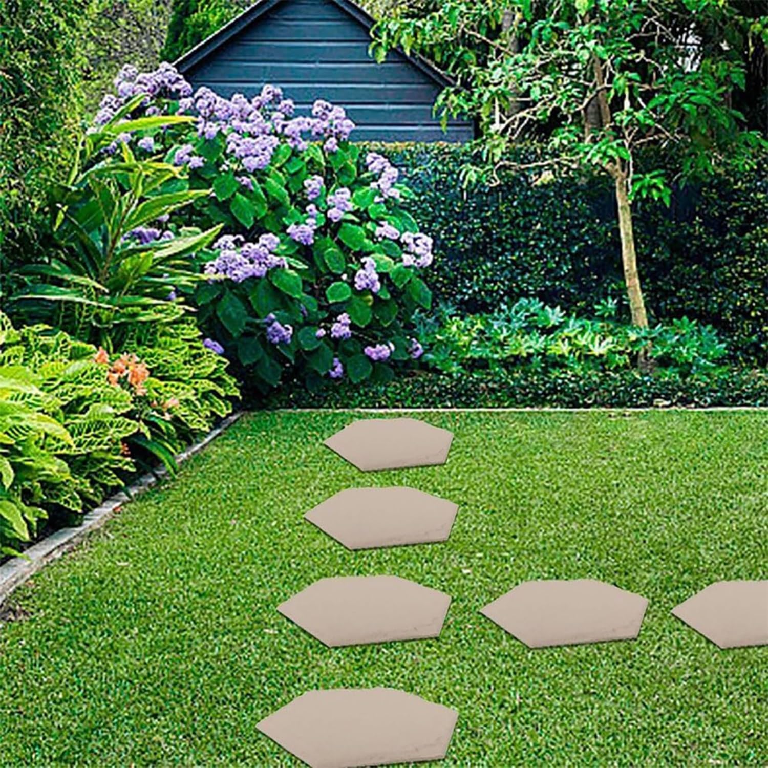 Grands Pas Japonais for allées de Jardin, Pas Japonais Amovibles en Imitation Pierre, Pas Japonais indestructibles for trottoirs extérieurs(White (Circle))