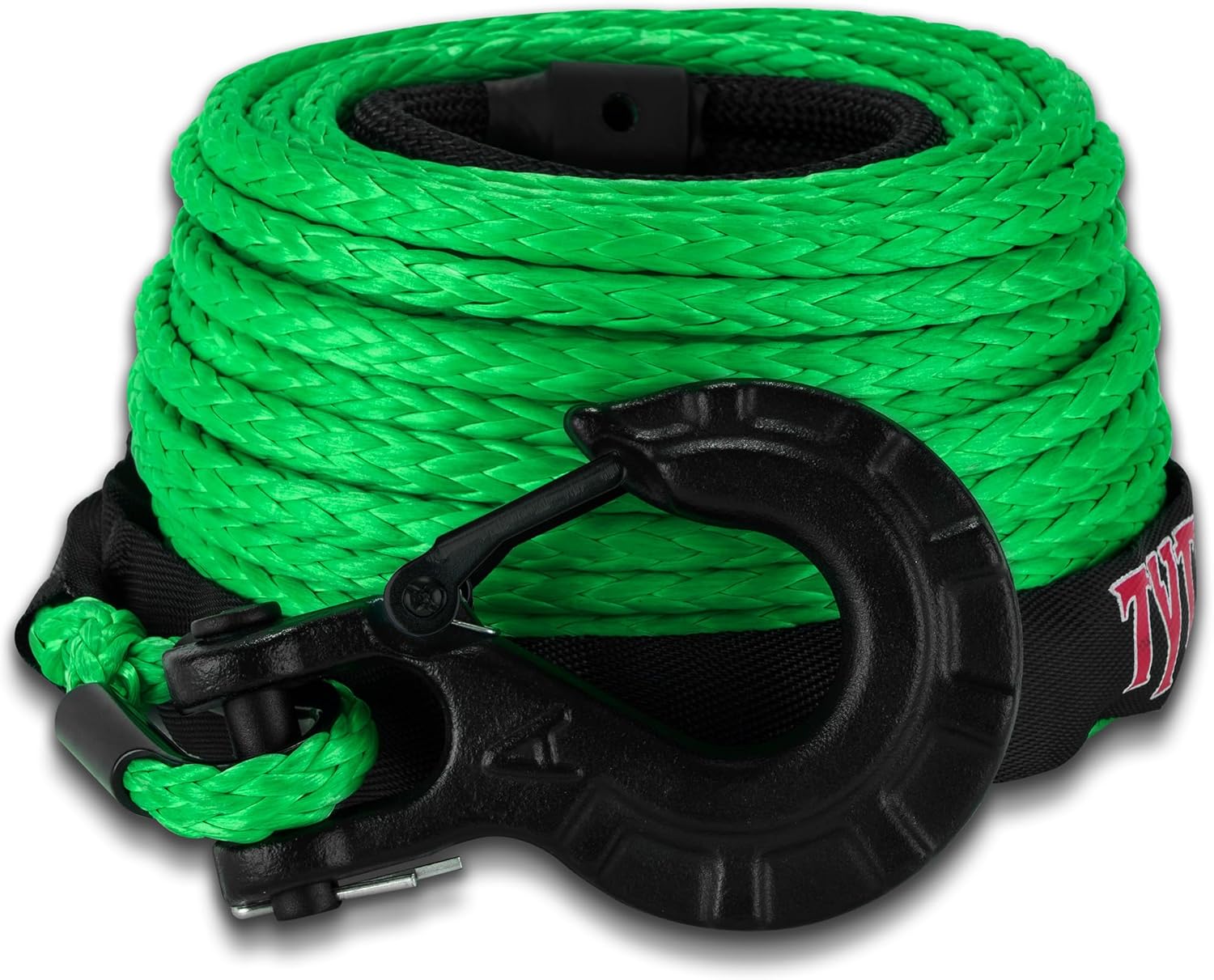 TYT Synthetic Winch Rope 3/8" X 92' with Hook, 27000LBS Synthentic Winch Cable Kit with Protective Sleeve for 4WD Off Road Vehicle Truck SUV Jeep (Green) 3/8" x 92' Green
