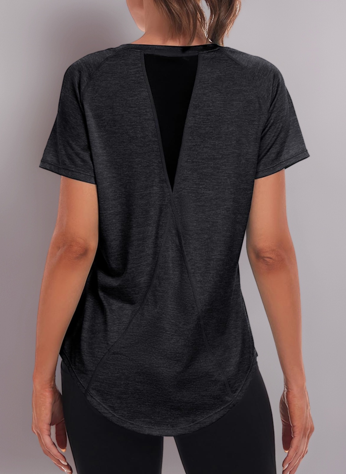 Jlowesun Women's Gym Shirts, Short Sleeve Lightweight Moisture Wicking Quick Dry Back Mesh Loose Fit Sports Tops for Ladies