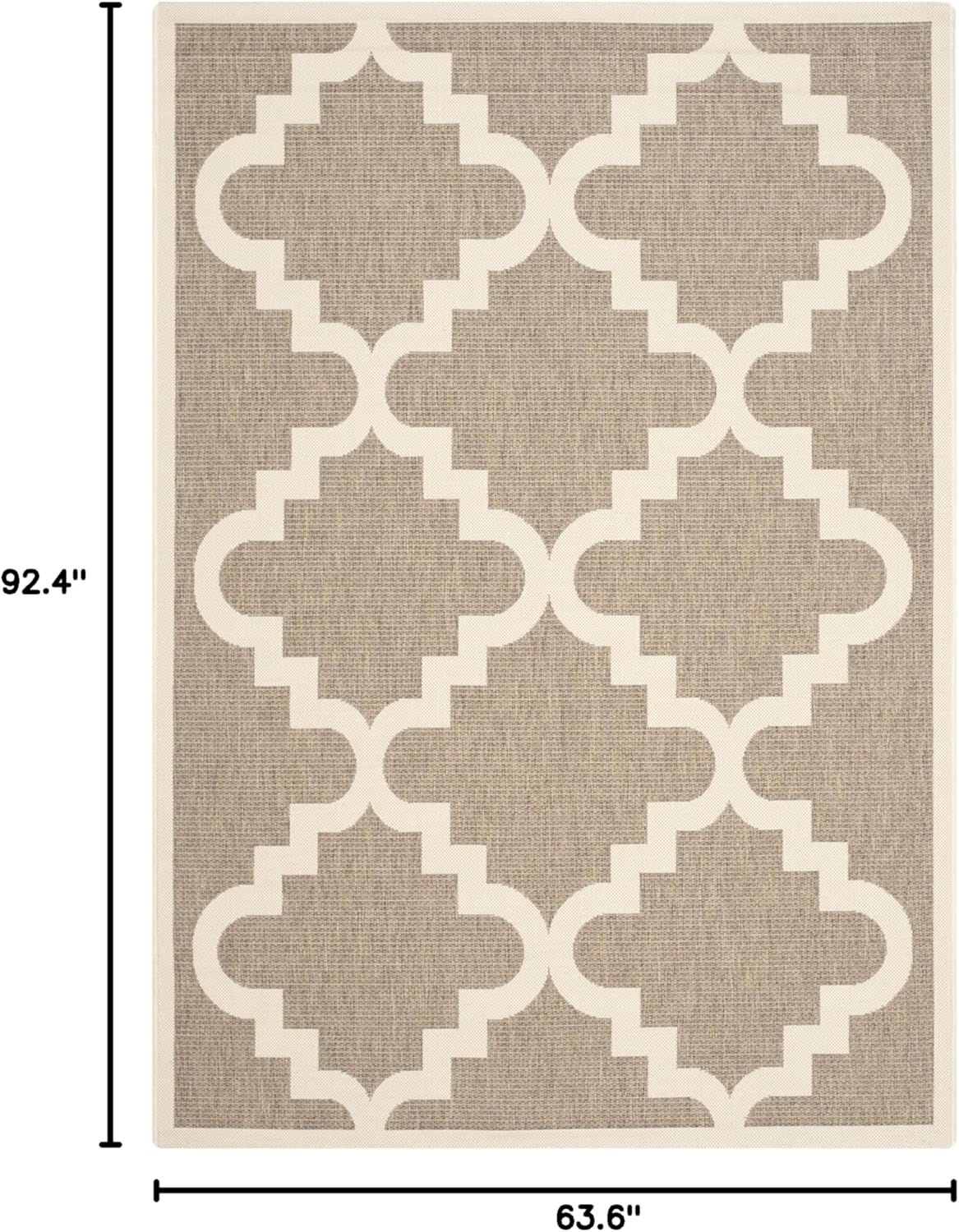 SAFAVIEH Washable Rug Outdoor Courtyard Collection - 5'3" x 7'7", Brown & Beige, Non-Shedding & Easy Cleaning, Ideal for Patio, Backyard, Mudroom (CY6017-242)