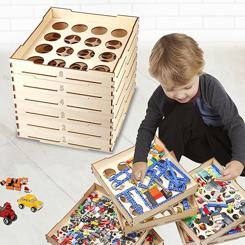 Caja clasificadora de 6 bandejas utilizada para Lego, ladrillo clasificador de almacenamiento para bloques de Lego, regalo para amantes de Lego,