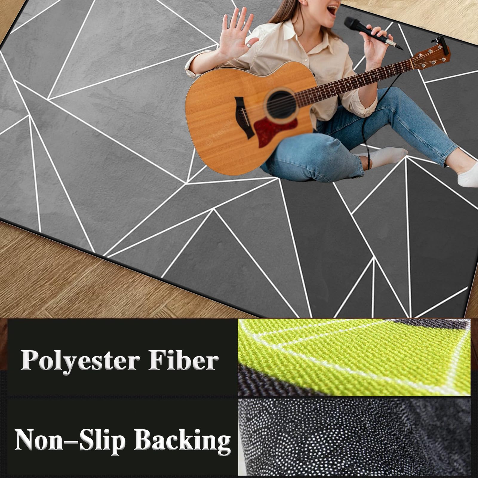 Tapis pour Batterie Acoustique Moquette Antidérapante Tapis Batterie Insonorisé Tapis de Tambour Grosse Caisse Claire Batterie électronique Kits Instruments de Musique 160 x 120 cm