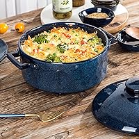 Vista 2 de Vicrays Casserole Dish with Lid - Ceramic Lasagna Pan Deep 2 Quart Round Baking Dishes Covered Bakeware for Oven Safe Serving Dish with Handles for
