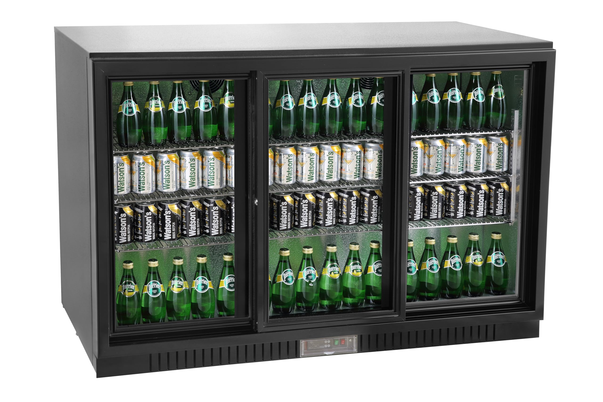 METRO Professional GBC3103 Glastür-Kühlschrank 308 L 3 türig LED Beleuchtung automatische Abtauung Verzinktes Blech Aluminium Glas