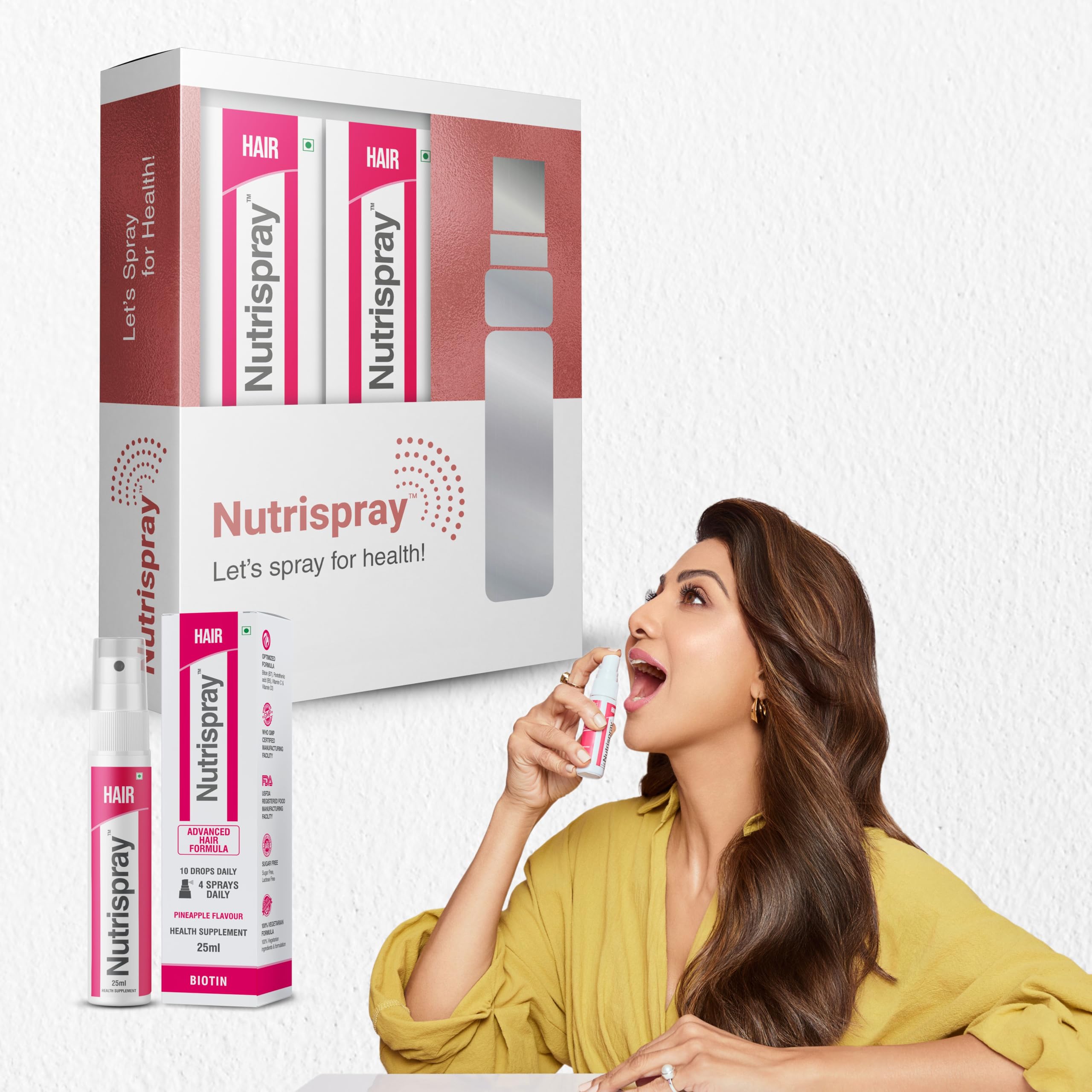 Nutrispray Biotin Mouth Spray | Biotin for Hair Growth | Strong Hairs, Skin Health | Shinier Nails | Vitamin B7 & B5 | Pineapple Flavour |Multivitamins Pack of 3-picture-13
