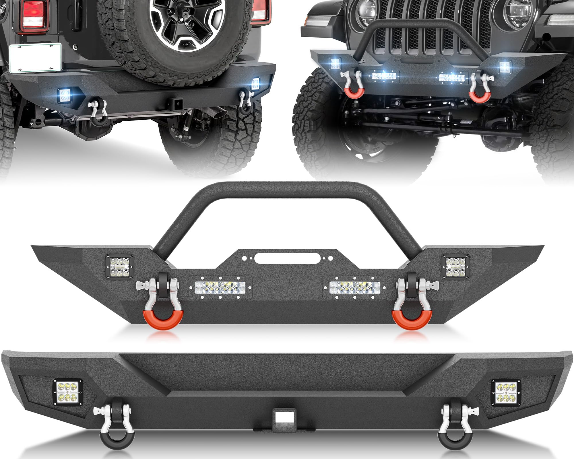 YZONA Bull Bar Front Rear Bumpers Compatible with Jeep JL JLU 2018-2026