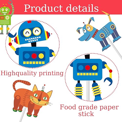 Miniatura 5 de 36 piezas de robot para cupcakes, decoración de robot para tartas para robot, decoración de fiesta de cumpleaños, cumpleaños para niños, suministros