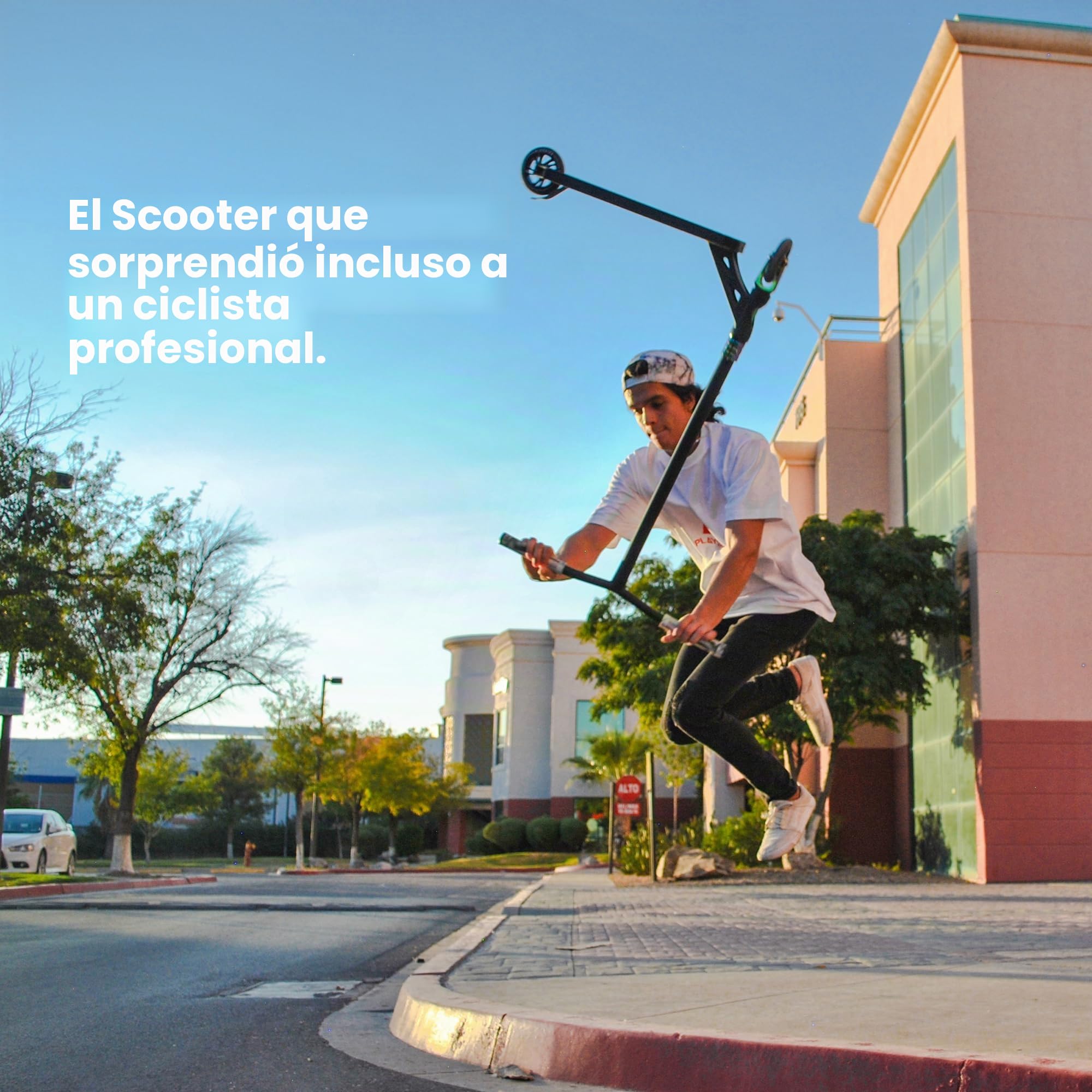 PLAYSHION Pro Stunt Scooter Freestyle Kickscooter für Erwachsene und Kinder mit 110 mm Aluminio Kern Rollen 31 Zoll / 36 Zoll Höhe