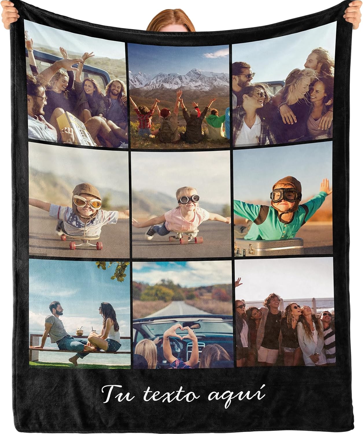 Bemaystar Custom Photo and Text Blanket - Personalized Gifts for Men Women Family, Personalized with Photo, Custom Blankets, Collage Blanket, Father's