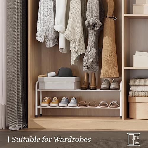 Miniatura 7 de Zapatero expandible, organizador ajustable de metal, estante de almacenamiento que ahorra espacio para armario, entrada, puerta delantera y pasillo,