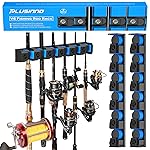 PLUSINNO Fishing Gifts for Men - V6 Vertical Fishing Rod/Pole Holders, Support Extra Large & Heavy Fishing Rod Combos, Fishing Rod Holders for Garage, Wall Mounted Fishing Rod Rack Storage