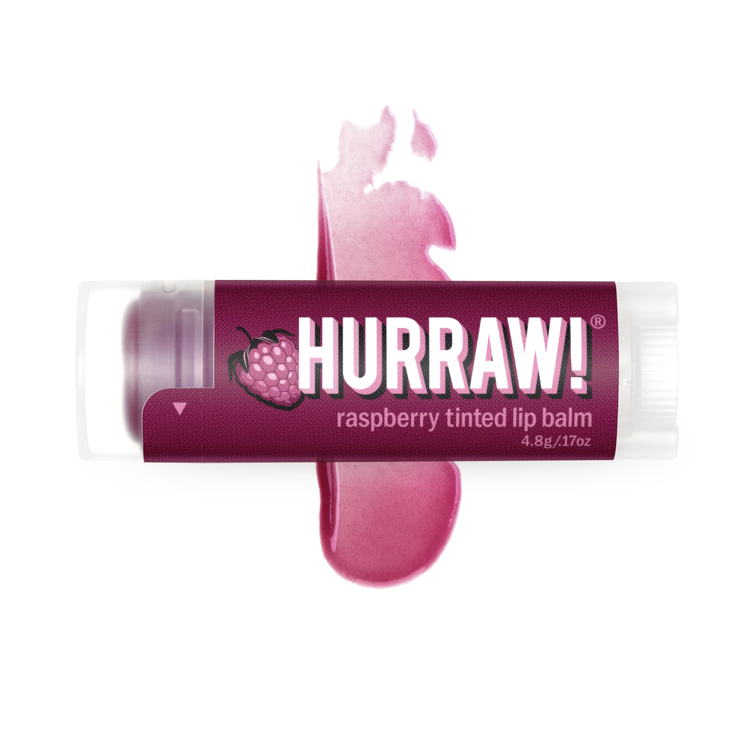 Hurraw! Raspberry Tinted Lip Balm: (Sheer Berry Tint) Organic, Certified Vegan, Cruelty and Gluten Free. Non-GMO, 100% Natural Ingredients. Bee, Shea, Soy and Palm Free. Made in USA