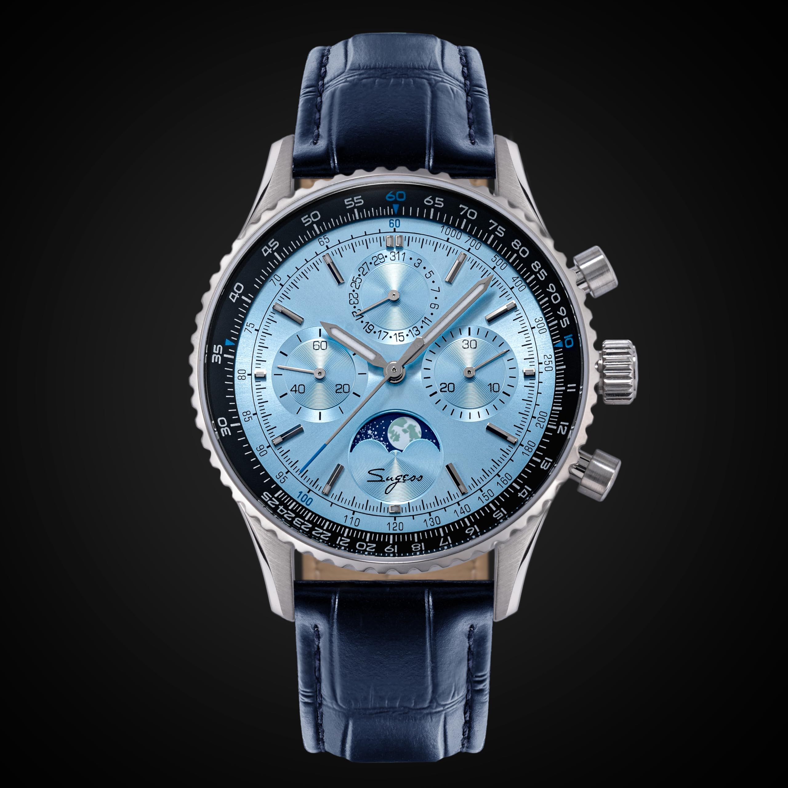 Sugess S468.SE.E MoonPhase Master Gold Swan Neck Seagull ST1908 Saphirglas Mechanisches Uhrwerk Herren Chronograph mechanische Herrenuhr 1963