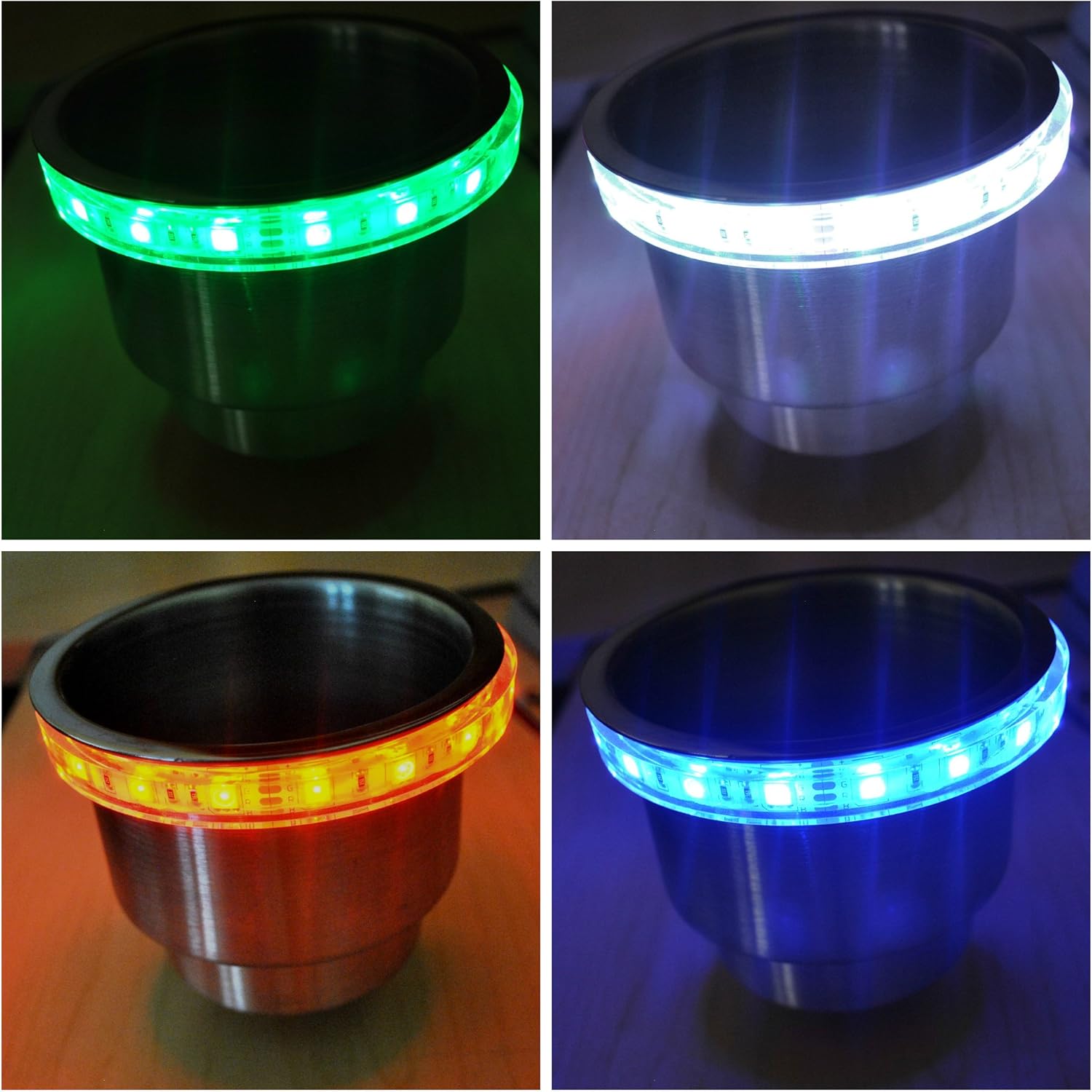 Multi Color 4" RGB Cup Holder LED Light Ring, 1 2 3 or 4 pack- Water Resistant- Boat RV ATV (1)