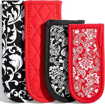4 Pcs Cast Iron Skillet Handle Covers,Heat Resistant Pot Handle Covers Sleeves Non-Slip Grip Holder for Cast Iron Skillet Pan Kitchen Baking Cookin