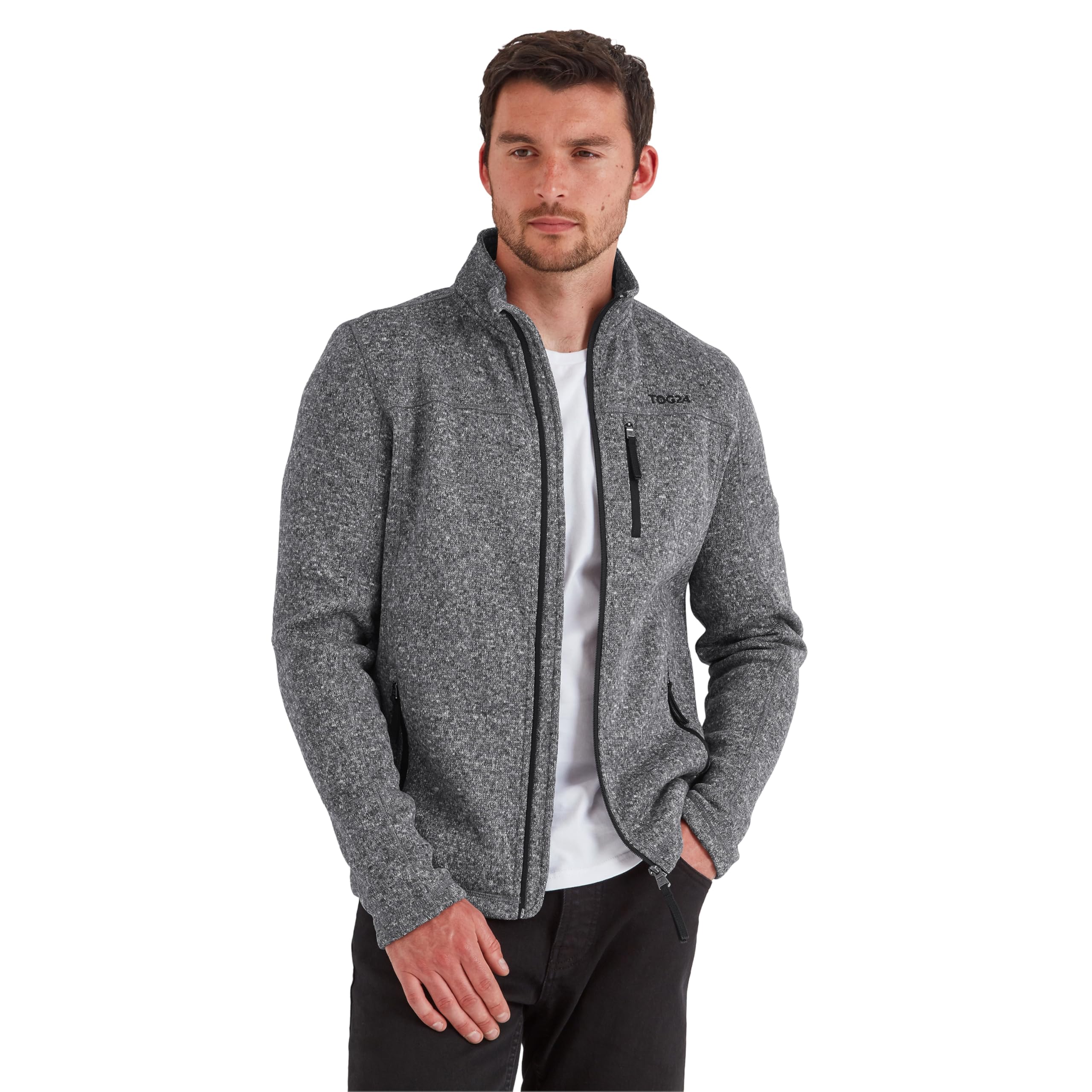 TOG24 Cresswell Mens Knitlook Fleece Jacket - Dark Grey - XXXL