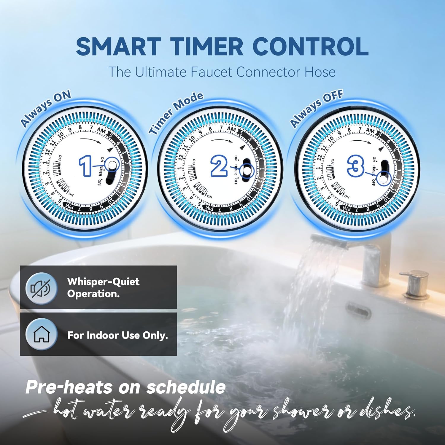 Instant Hot Water Recirculating Pump Kit for Tank Water Heaters – 304 Stainless Steel Sensor Valve, 20" PEX Lines, Smart Timer, No Return Line Needed, Saves 11,000 Gal/Year