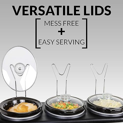 Miniatura 5 de HomeCraft HCTSC15SS - Buffet ovalado de acero inoxidable de 3 estaciones de 1.5 cuartos de galón, con tapa y soporte de cuchara, control de calor