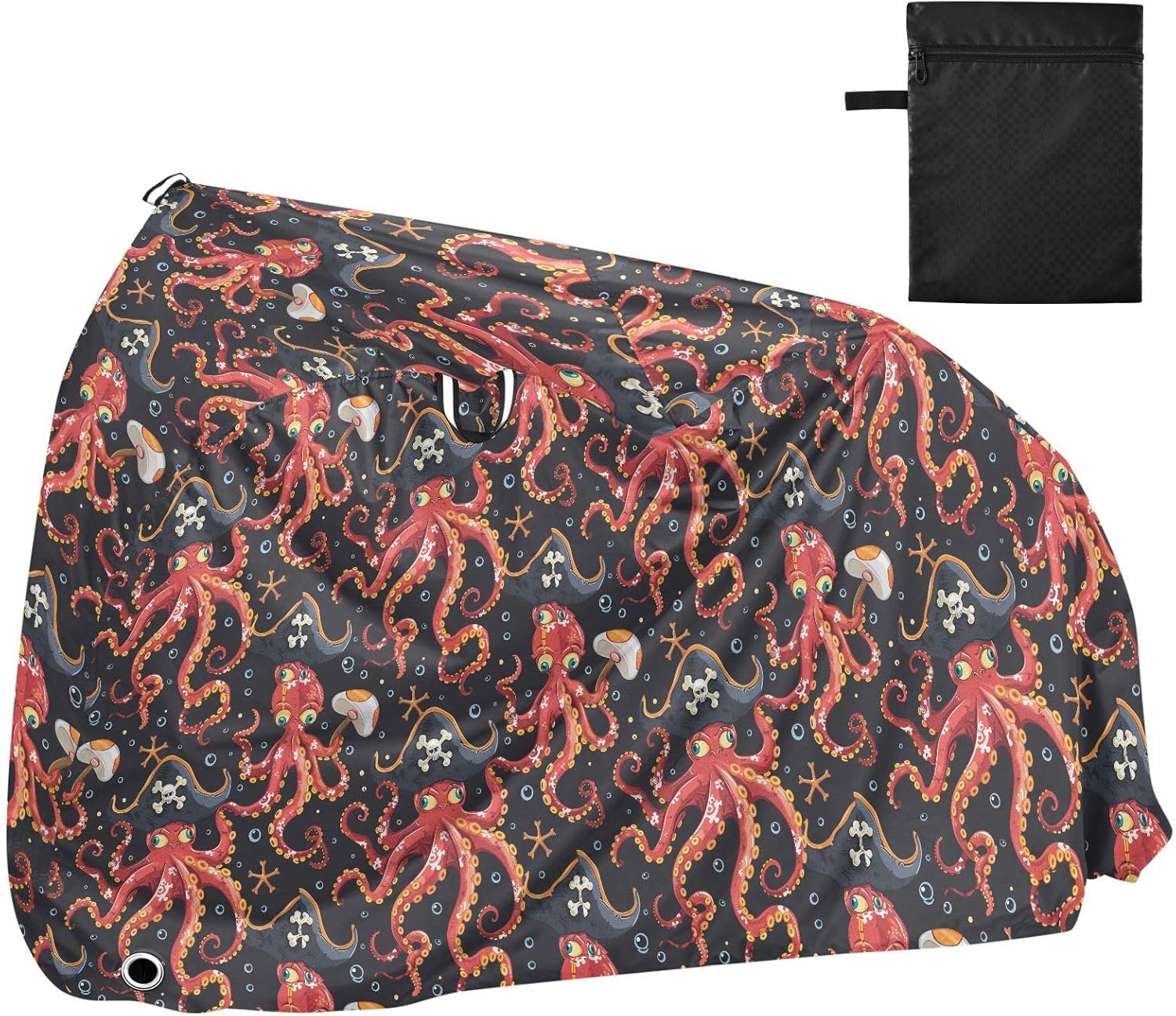 ALAZA Octopus Captain Bubble Bike Cover Waterproof Outdoor Ebike Bicycle Covers Tarp Protection for 1/2 Bikes, Sun UV Dust Wind Proof