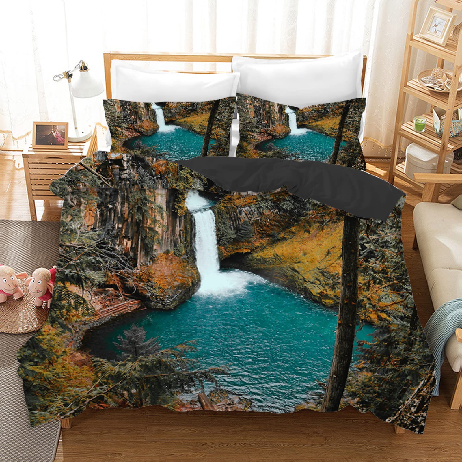 Housse de couette lac bleu 140x200 cm idéale pour relooker une chambre d'ado