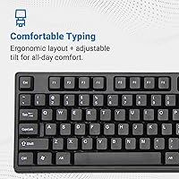 Vista 5 de Manhattan Combo de teclado y mouse inalámbricos, juego de teclado inalámbrico USB de tamaño completo con dongle de 2.4 GHz para PC, computadora