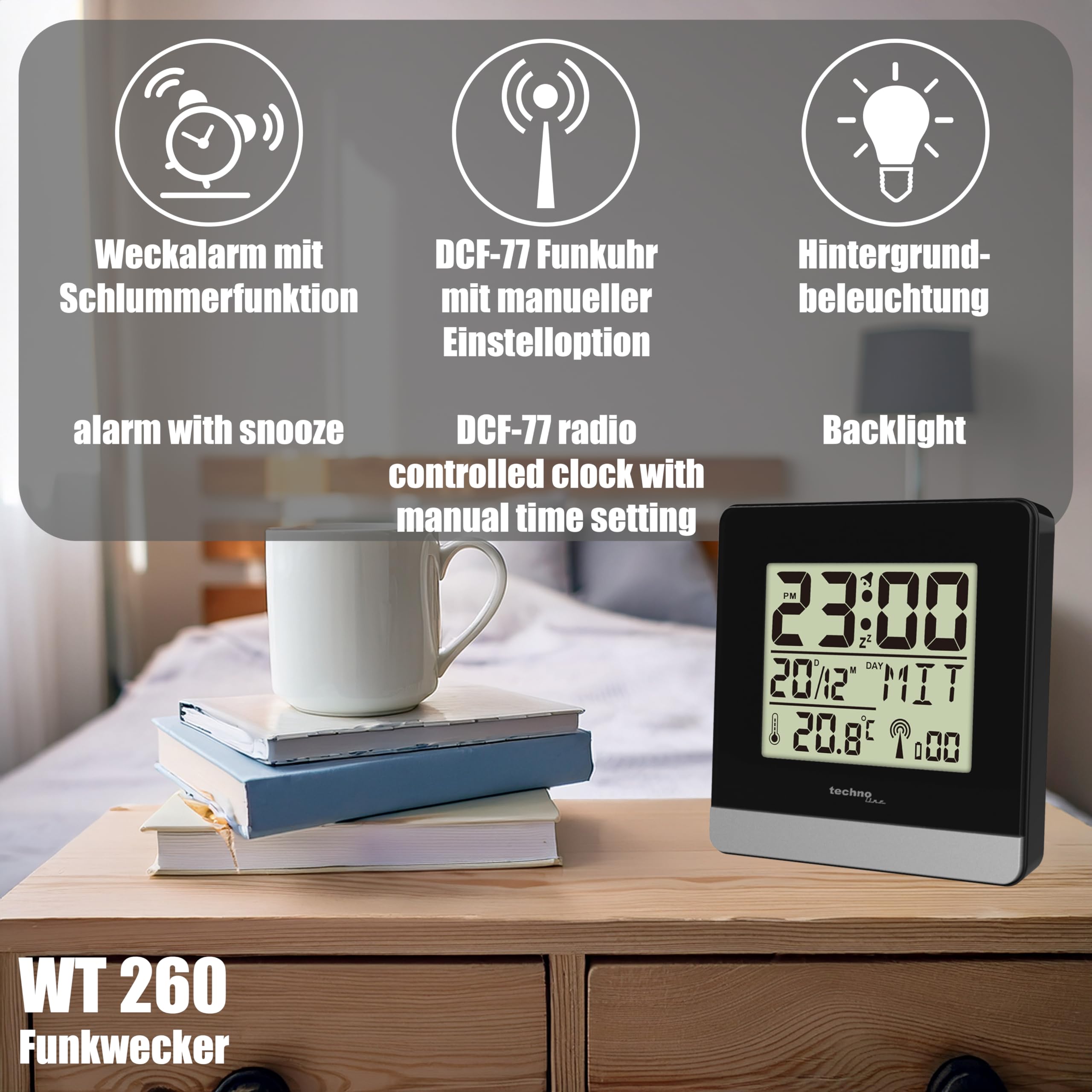 Radiobudzik WT 260 z wyświetlaczem temperatury