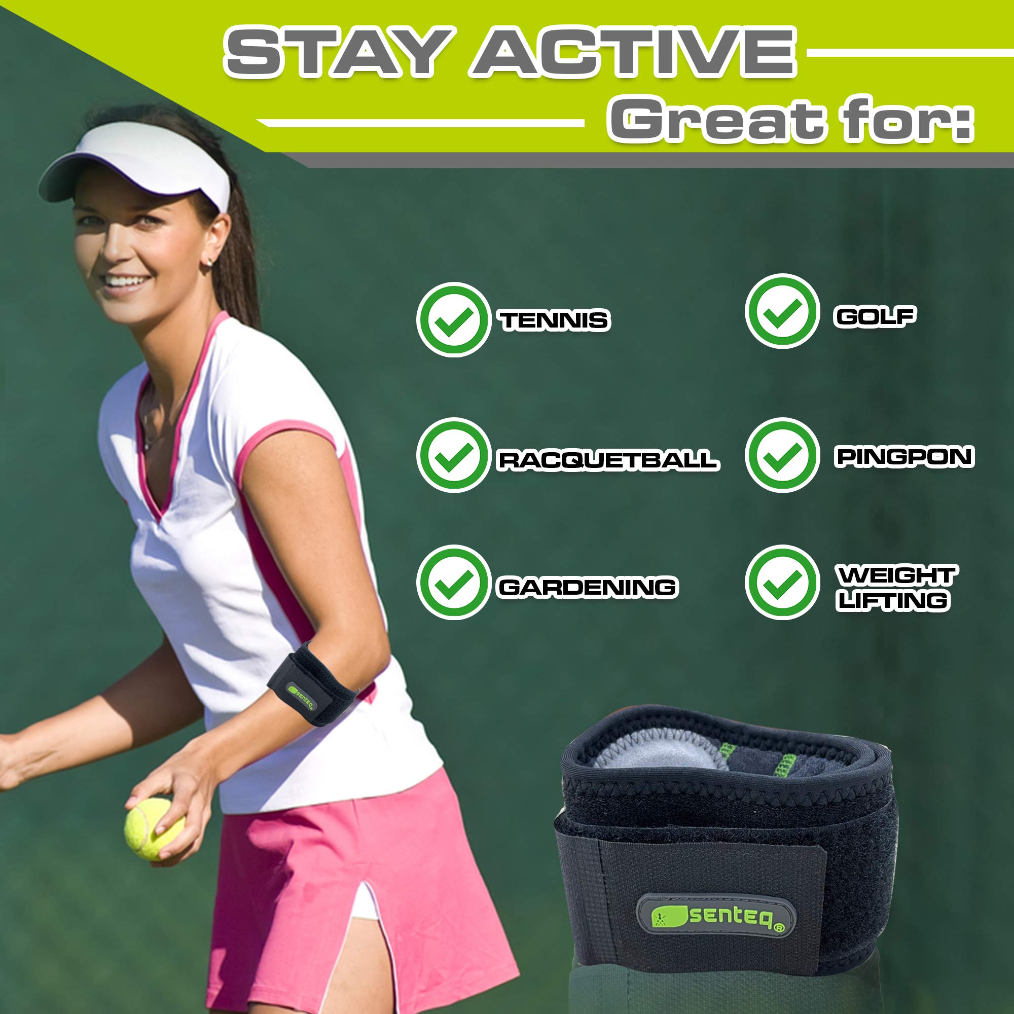 SENTEQ Tennis Elbow Brace Tendonitis for Men Women Golfers Ulnar