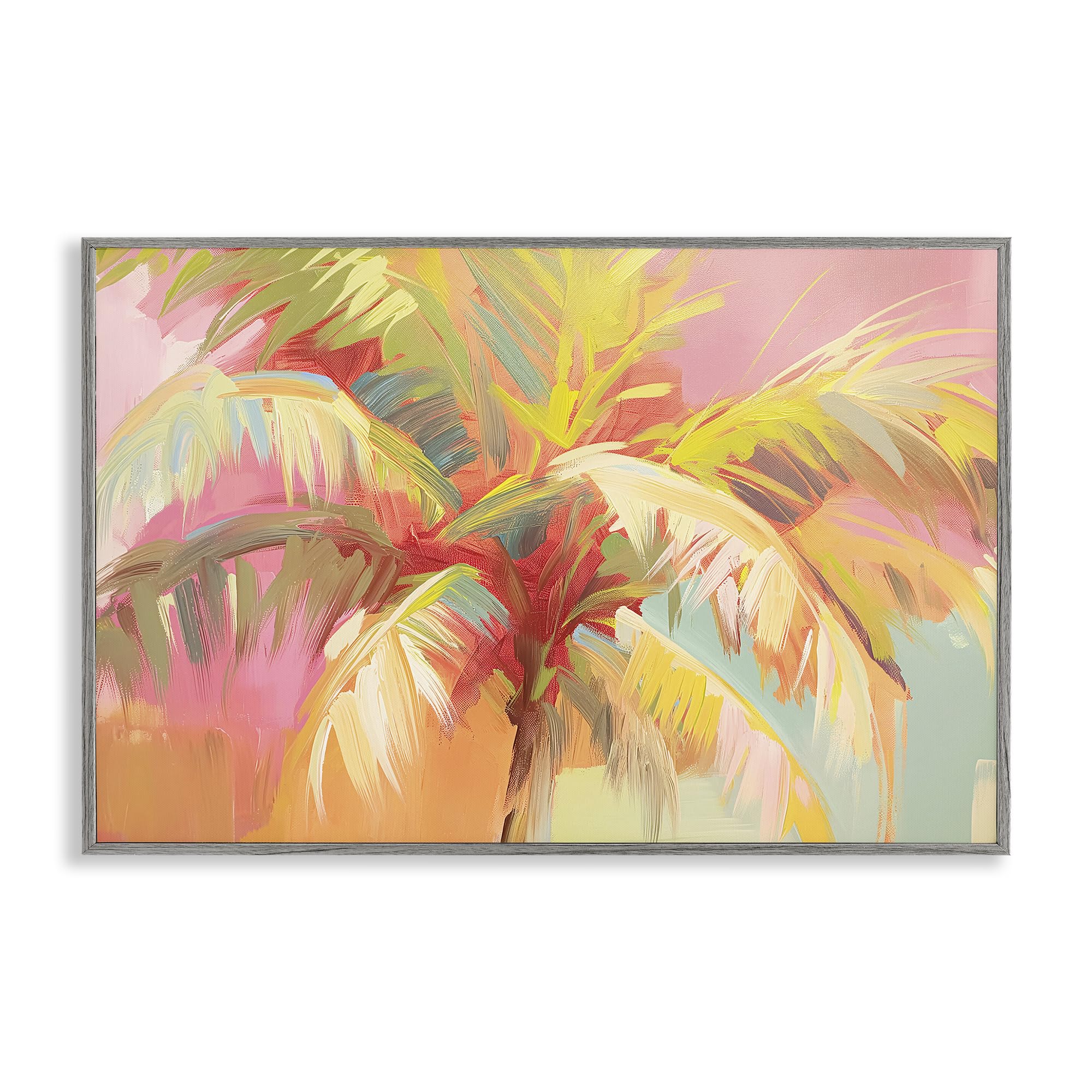 Stupell Industries Farmhouse Gray (Textured) 'Warm Palm Leaf Impressions'| Framed Giclee Art