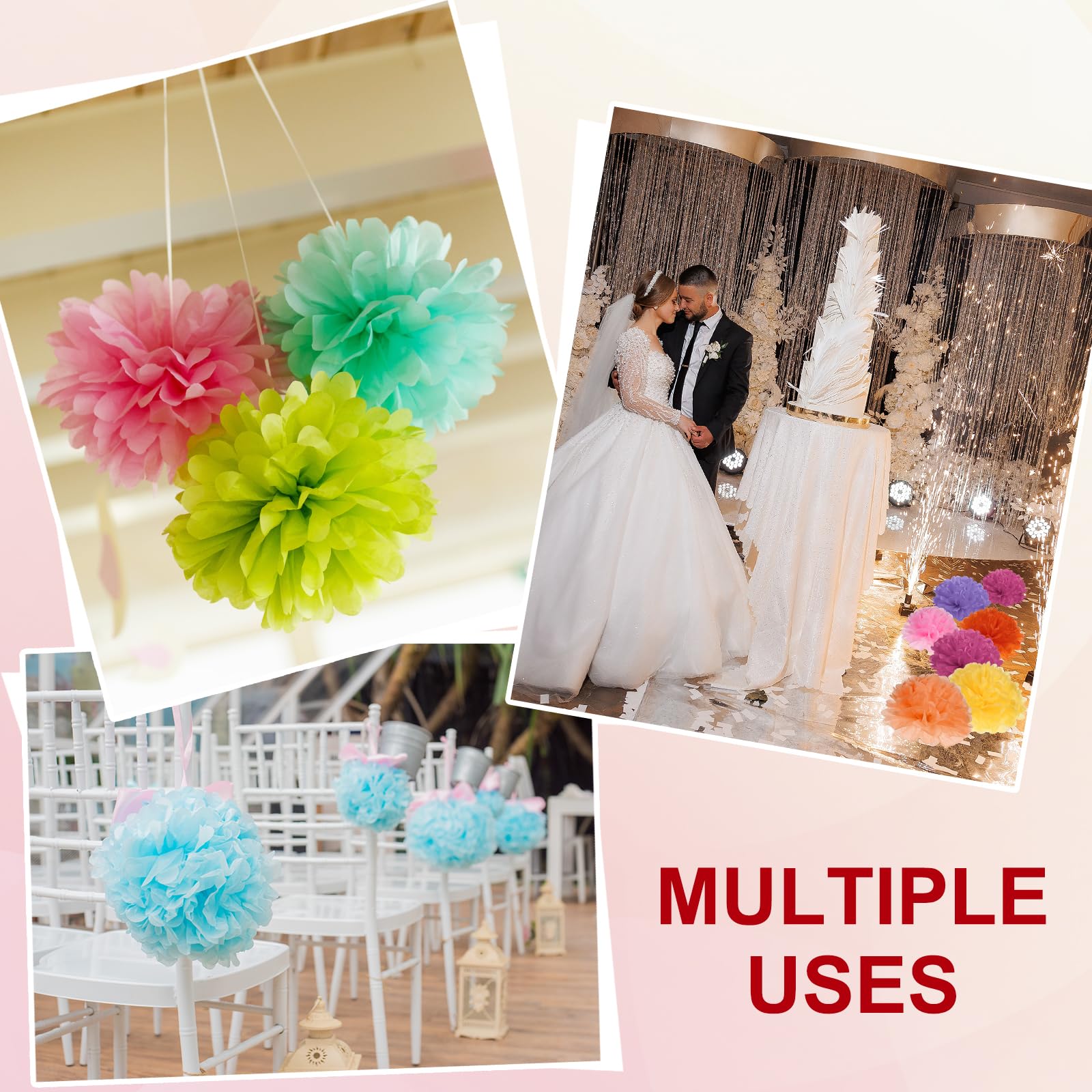 PATIKIL Set Pom Pom Carta, 12Pz Kit Palline Fiori Carta, 3 Misure per Compleanno, Addio Nubilato, Matrimonio, Festa Nuziale, Decorazione Fai da Te, Arte e Artigianato, Giallo