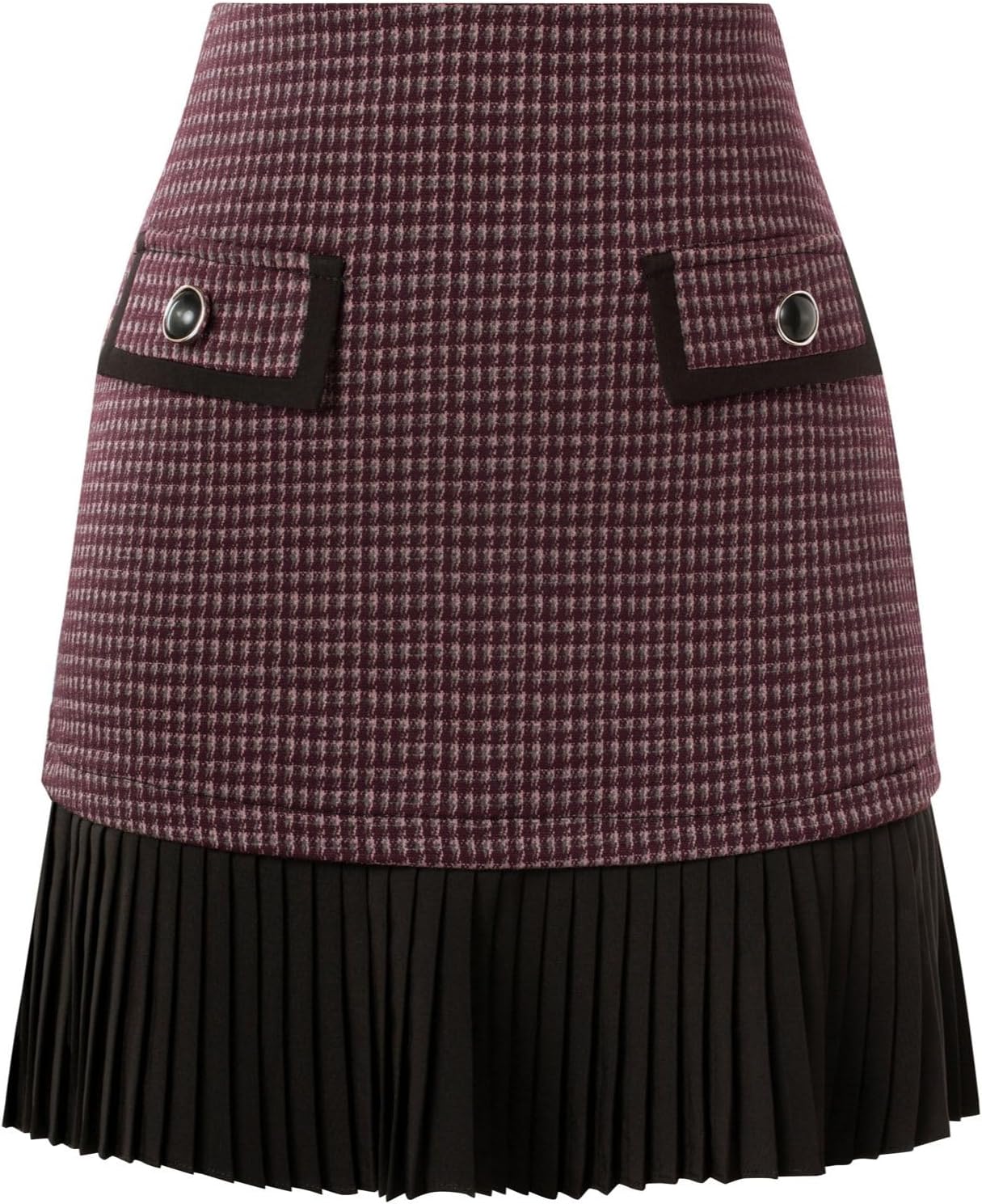 Kate Kasin Women's Casual Plaid High Waist Pleated A-Line Uniform Mini Skirt