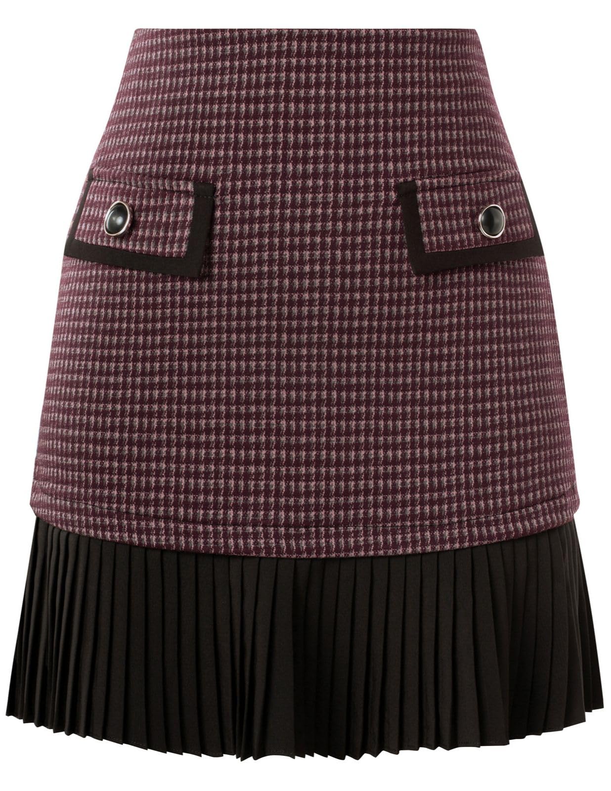 Kate Kasin Womens Casual Plaid High Waist Pleated A-Line Uniform Mini Skirt