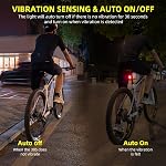 ROCKBROS Smart Bike Tail Light Brake Sensing Bicycle Arrière Lights pour l'équitation nocturne USB Remboursé IPX6 Imperméable Bright LED Vélo léger 260mah pour la sécurité à vélo 4 Modes