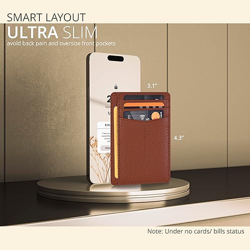 Vista 15 de Oak Leathers Leather Slim Minimalist Wallet for Men & Women RFID Front Pocket Leather Card Holder Wallets