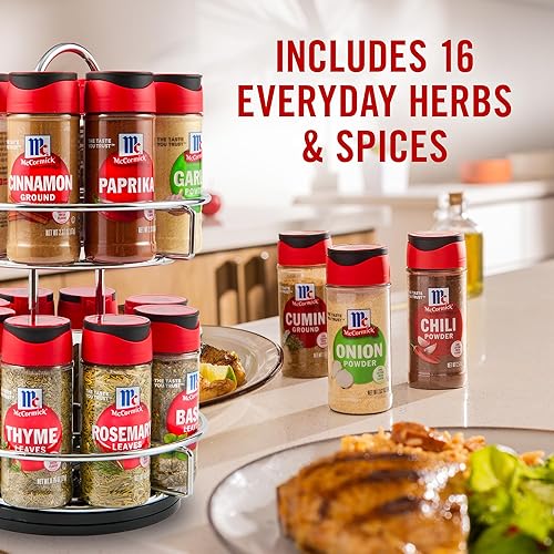 Miniatura 2 de McCormick Estante para especias, cromo de dos niveles, con 16 hierbas y especias para cocinar todos los días, gran regalo para inauguración de la