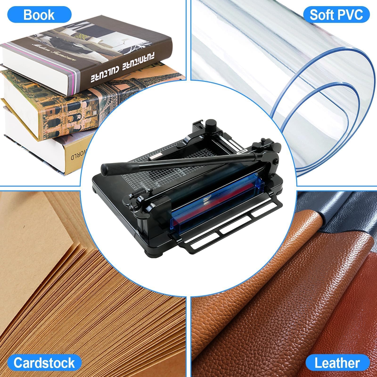 Robuster Papierschneider, 30,5 cm Schneidemaschine mit automatischer Klemme und Klingenverriegelung, A4 manueller Papierschneider zum Schneiden von Leder-PVC-Stoffen, Heimbüro, Schule