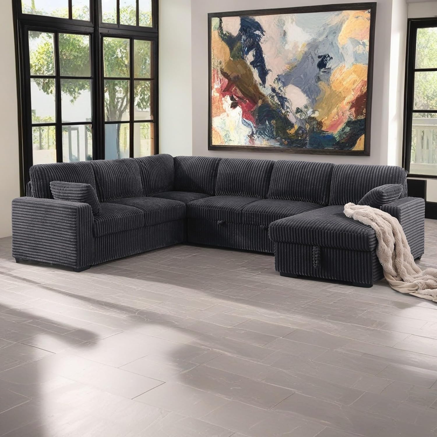 MODCART 117.5" UShaped Modular Convertible Sectional Sofa