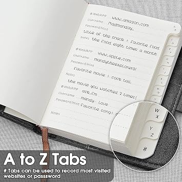 WEMATE Password Book with Lock Keeper Book for Seniors 4.33x6.18in Black