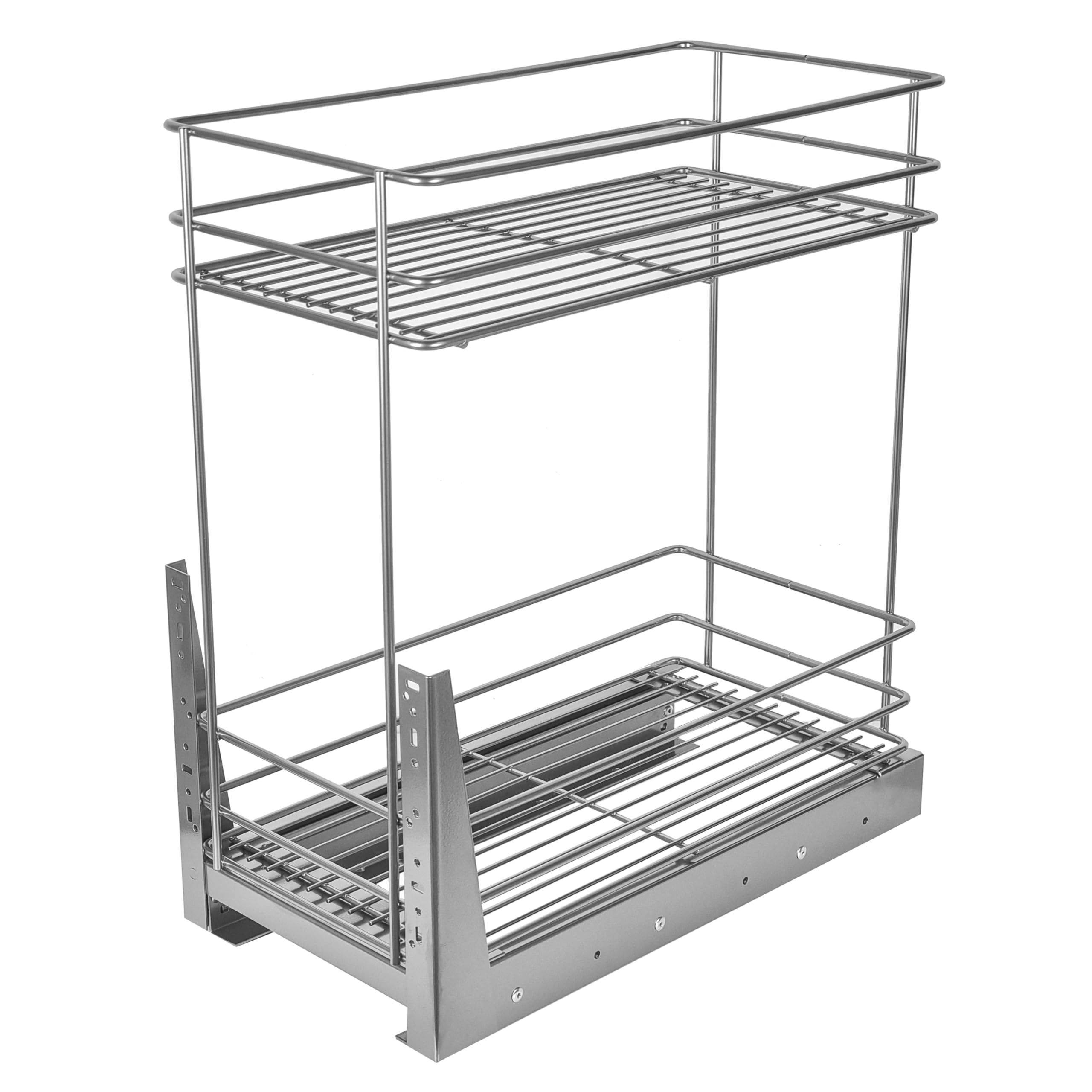 STOLMET Schrankauszug Schrankkorb mit Vollauszug Ausziehbare Küchenschublade mit Soft Close System Korbauszug für Küchenschrank Schrank mit Außenbreite von 30cm 2 Ablagen 480x545x 250mm Silber