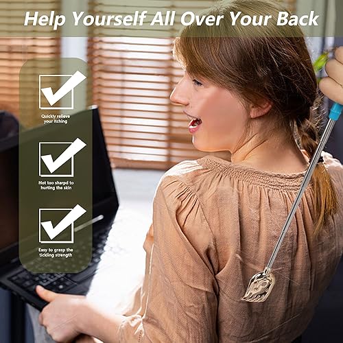 Miniatura 5 de CERRXIAN Paquete de 5 rascadores telescópicos de espalda, rascador de espalda extensible portátil, rascador telescópico de espalda de metal,