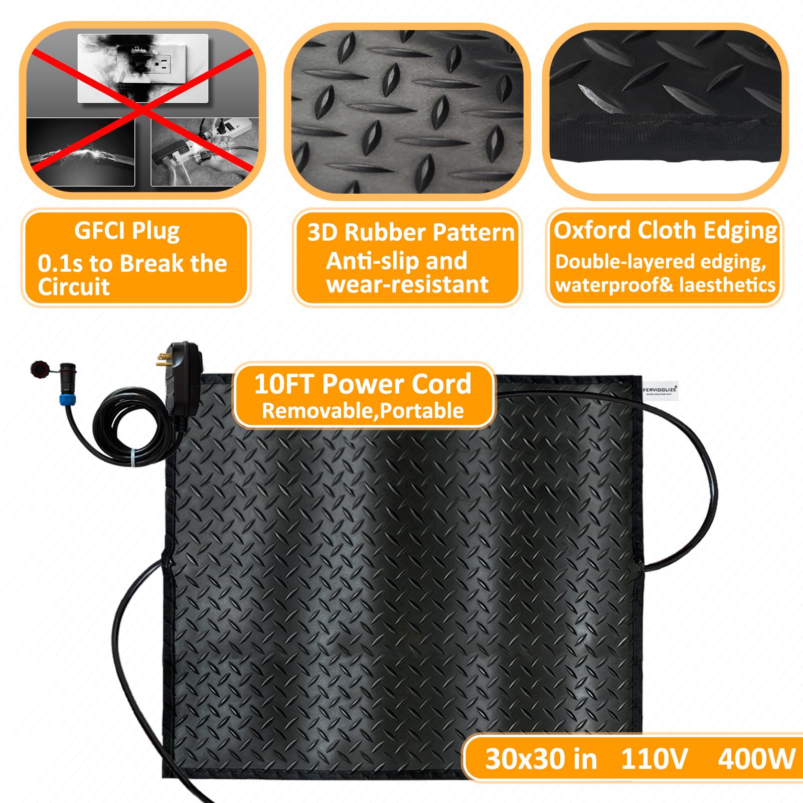 Amazon.com : 30'' x 30'' Snow Melting Mats Outdoor, Heated Snow