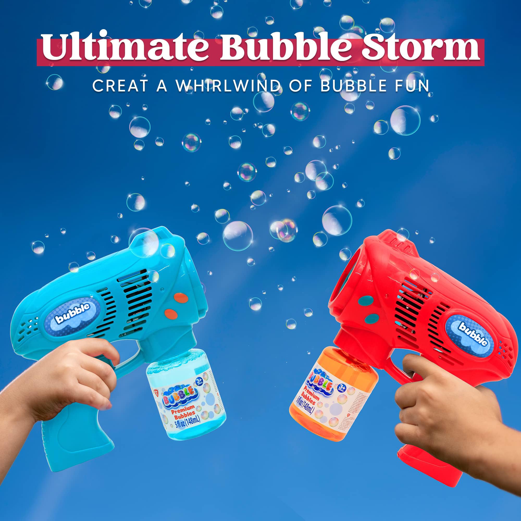 2 Pistolas de Burbujas para Niños con 2 x 148ml Solución de Recarga de Burbujas, Juguete de Verano, Actividad al Aire Libre, Pascua, Regalo de cumpleaños, Regalos de Fiesta