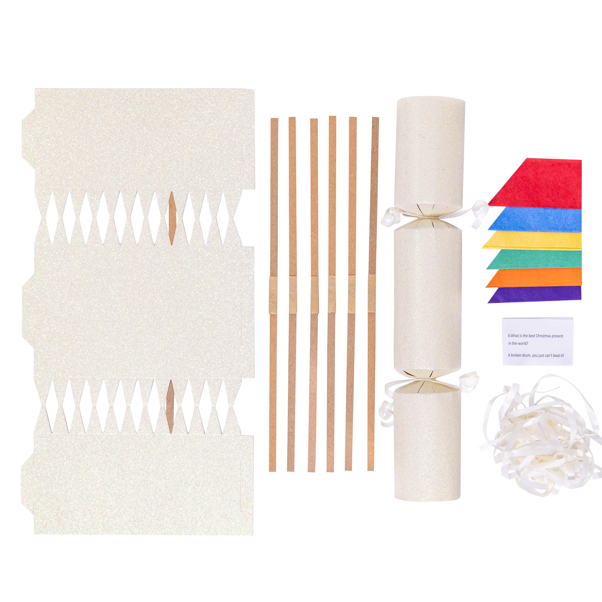 evelay Make Your Own Christmas Cracker Kit Crackers Hats Snaps Jokes Party Favours 12 Pieces Cream