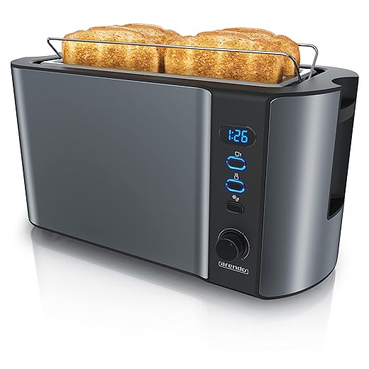 Arendo Stainless steel long slot toaster – 4 slices