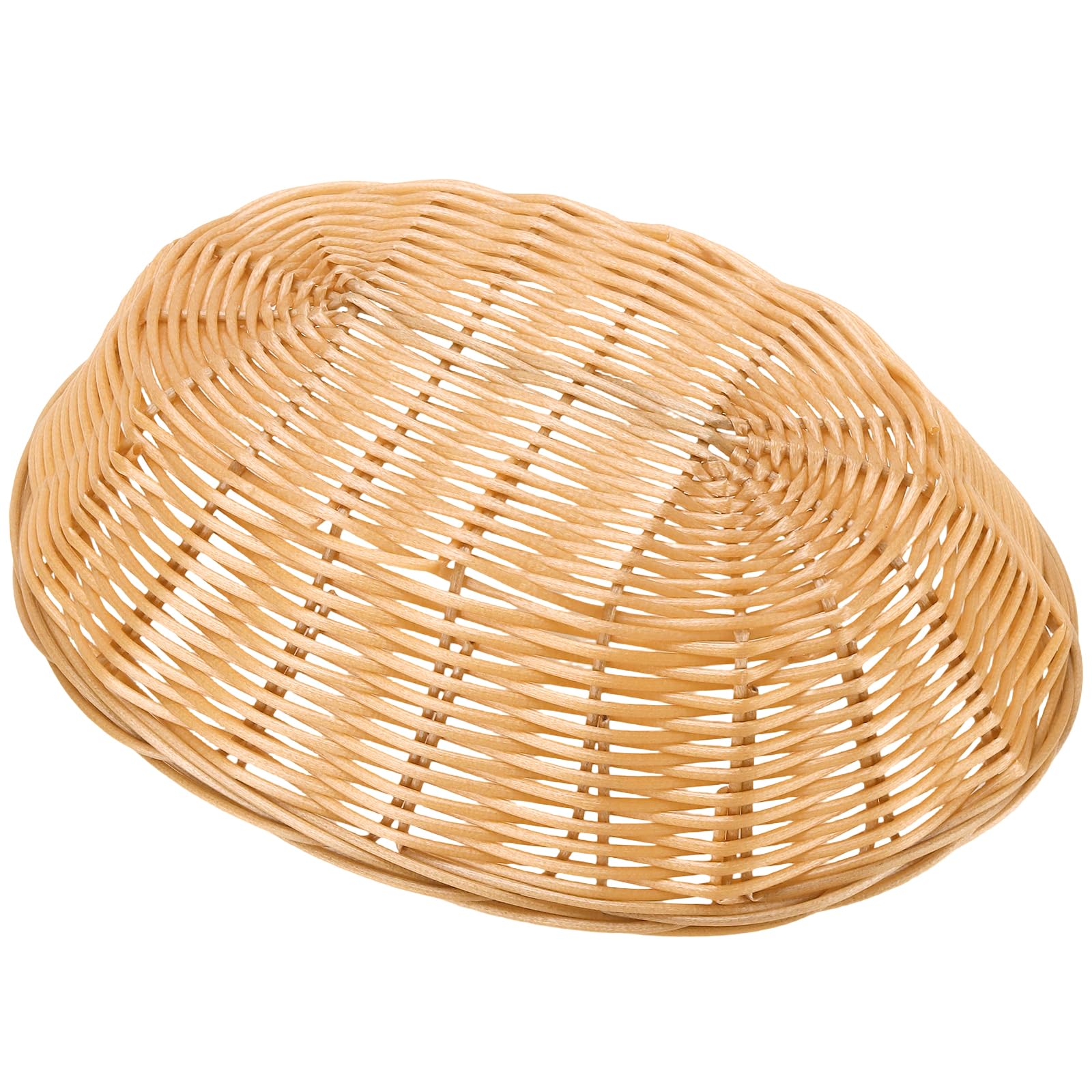 Lot de 12 Paniers en Plastique Imitation Rotin - 23 x 15 x 6,5 cm - Empilables - Pour Pain, Fruits, Collations, Légumes - Marron