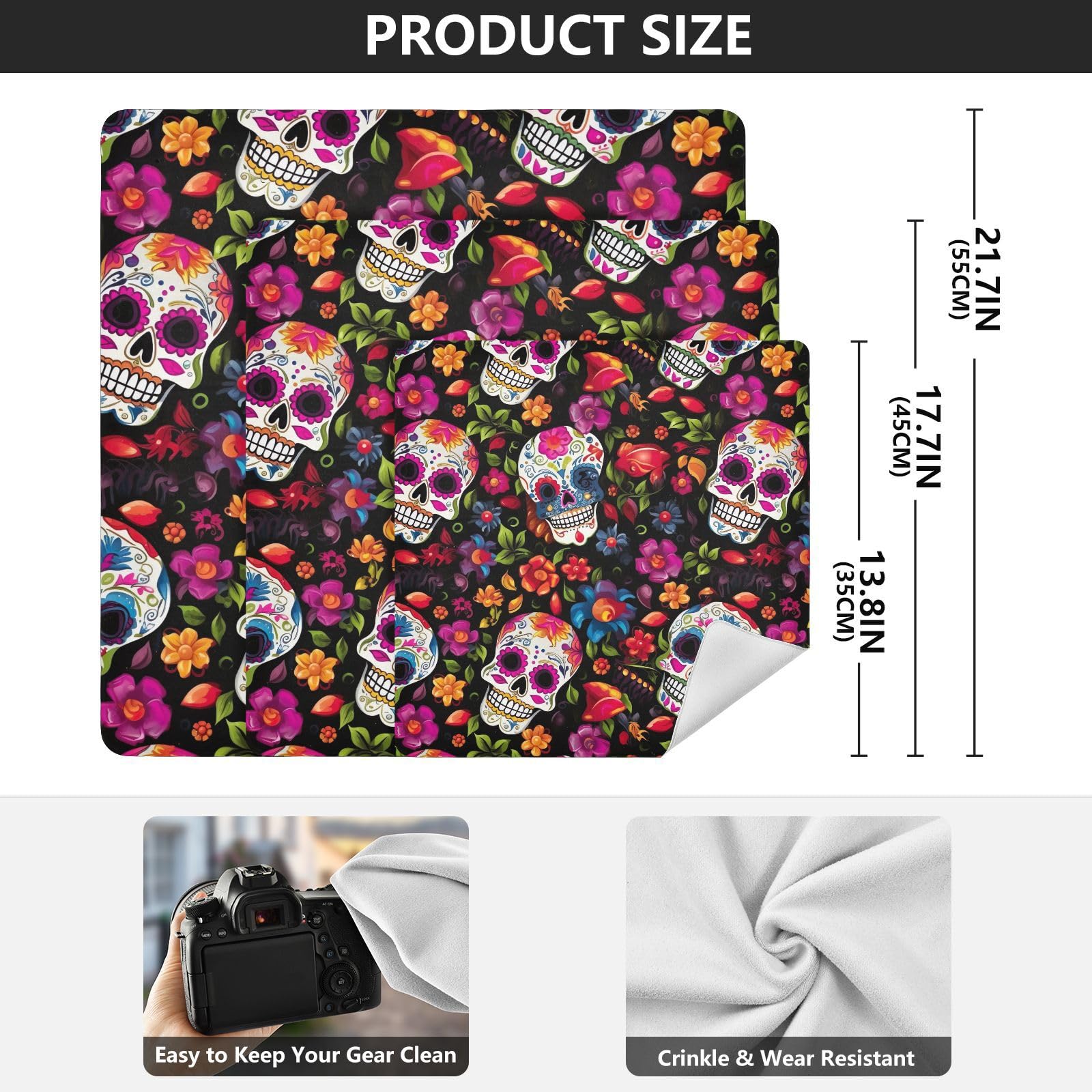 ODAWA Soft Reusable Wrap Cloth Vintage Skull Black Self Adhesive Cloths 21.7