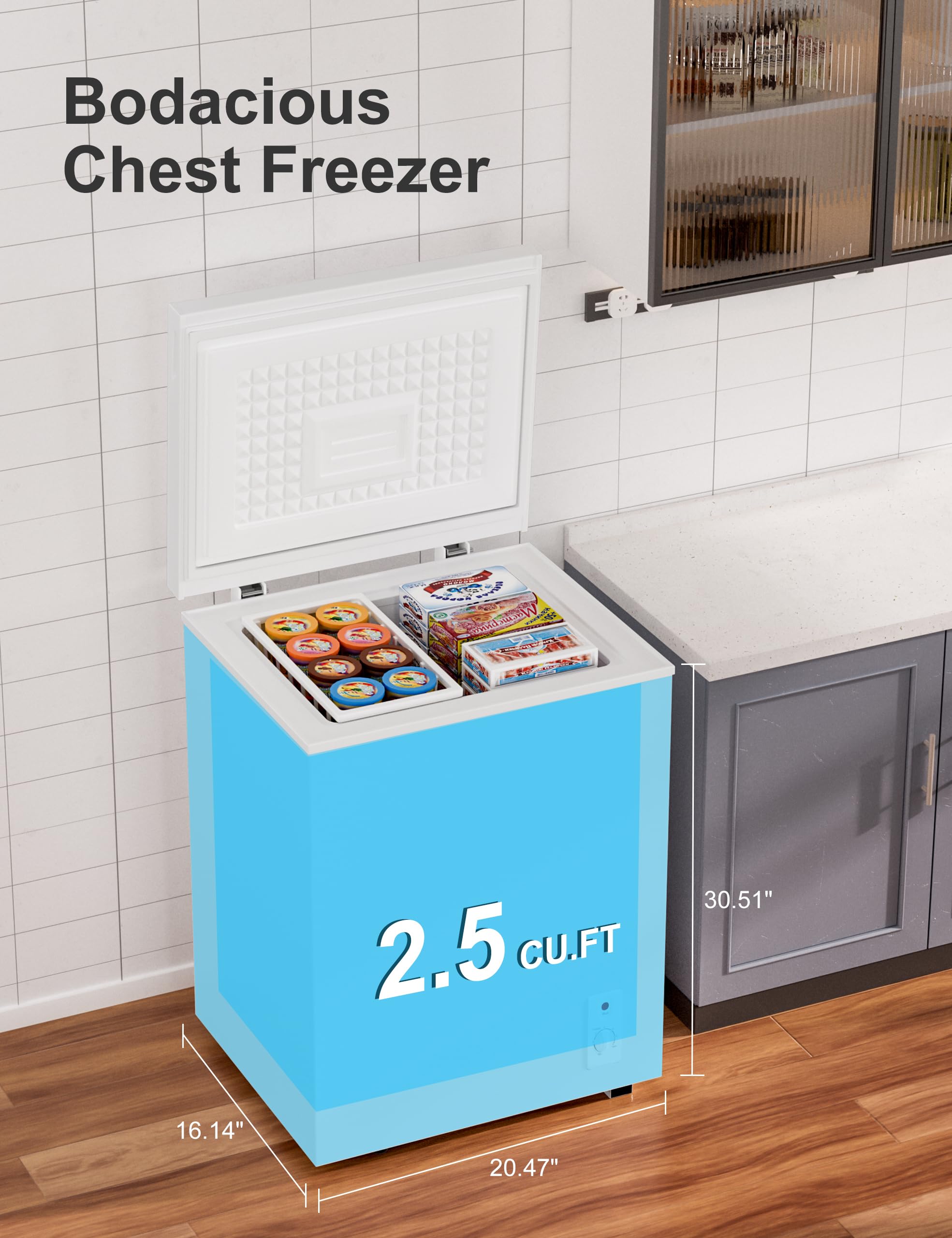2.5 Cu.Ft Deep Freezer with Removable Basket - Small Quiet Chest Freezer w/6 Temp and Energy Efficient - Manual Defrost, Space Saving Design for Dorm, Office, Apartment, Bar, White on Fridge.com